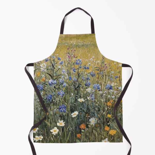 Item preview, Colorful Wildflower Meadow With Farmhouse Vintage Landscape Oil Painting designed and sold by JoBella-Designs.