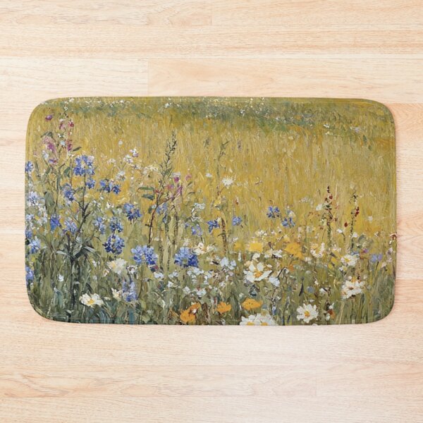 Item preview, Colorful Wildflower Meadow With Farmhouse Vintage Landscape Oil Painting designed and sold by JoBella-Designs.