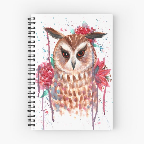 Item preview, Colorful Long-Eared Owl and Flower Watercolor designed and sold by Ivy Lily Art.