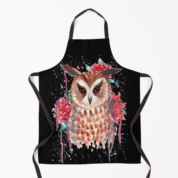 Item preview, Colorful Long-Eared Owl and Flower Watercolor designed and sold by Ivy Lily Art.