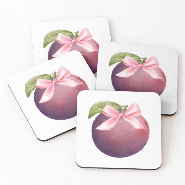 Item preview, Watercolor Plum with Pink Bow – Feminine Coquette Fruit Illustration designed and sold by DivinePassion.