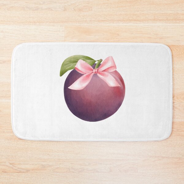 Item preview, Watercolor Plum with Pink Bow – Feminine Coquette Fruit Illustration designed and sold by DivinePassion.
