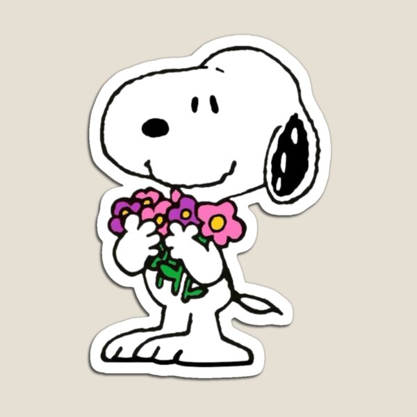 Vista previa del artículo con la obra «Snoopy con flores», diseñado y vendido por marsuncharted.