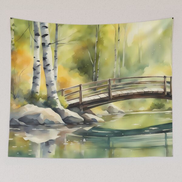 Item preview, Autumn Bridge in Forest  designed and sold by CalmnessbyChoice.