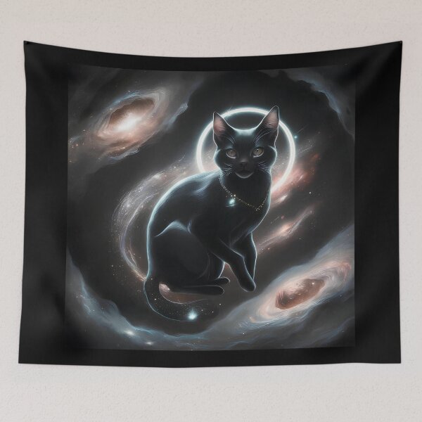 Item preview, Cat floating at the nucleus of the universe, surrounded by sparkling stardust and glittering celestial formations designed and sold by Paul-Place.