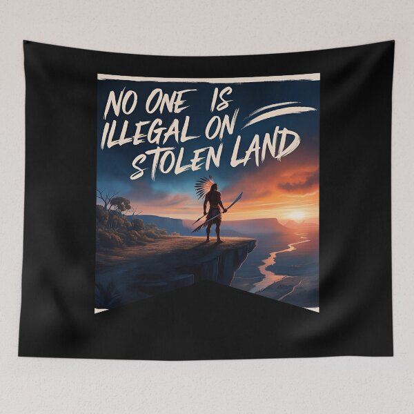 Item preview, Indigenous Warrior Sunset Cliff Art designed and sold by ChicTrendz.