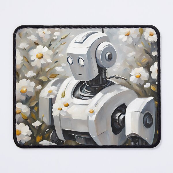 Item preview, White Robot with Flowers designed and sold by CalmnessbyChoice.