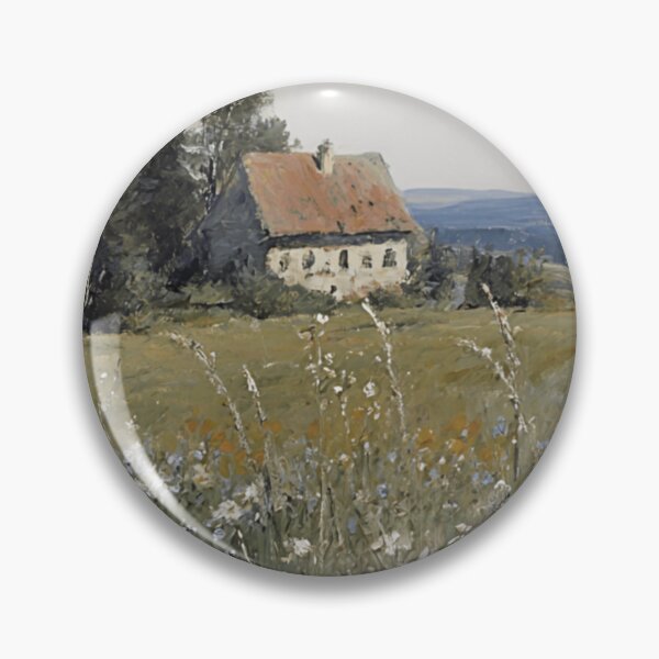 Item preview, Abstract Wildflower Meadow With Farmhouse Vintage Landscape Oil Painting designed and sold by JoBella-Designs.