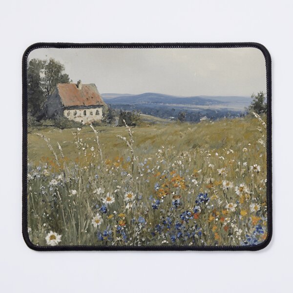 Item preview, Abstract Wildflower Meadow With Farmhouse Vintage Landscape Oil Painting designed and sold by JoBella-Designs.