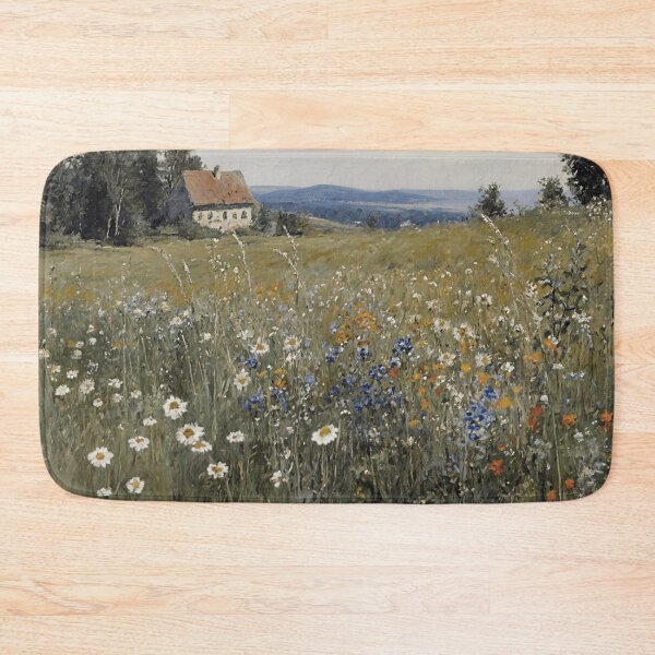 Item preview, Abstract Wildflower Meadow With Farmhouse Vintage Landscape Oil Painting designed and sold by JoBella-Designs.
