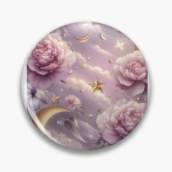 Item preview, Soft Pink Flower with Gold Crescent Moon – AI Artwork for Elegant Women’s Clothing and Dreamy Fashion Accessories designed and sold by knalpot-design.