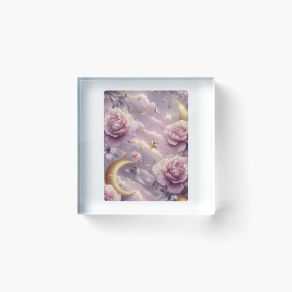 Item preview, Soft Pink Flower with Gold Crescent Moon – AI Artwork for Elegant Women’s Clothing and Dreamy Fashion Accessories designed and sold by knalpot-design.