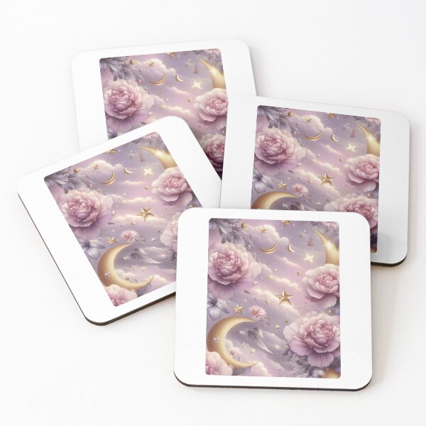 Item preview, Soft Pink Flower with Gold Crescent Moon – AI Artwork for Elegant Women’s Clothing and Dreamy Fashion Accessories designed and sold by knalpot-design.