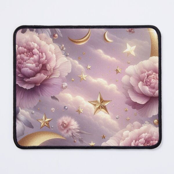 Item preview, Soft Pink Flower with Gold Crescent Moon – AI Artwork for Elegant Women’s Clothing and Dreamy Fashion Accessories designed and sold by knalpot-design.