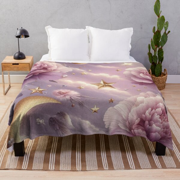 Item preview, Soft Pink Flower with Gold Crescent Moon – AI Artwork for Elegant Women’s Clothing and Dreamy Fashion Accessories designed and sold by knalpot-design.