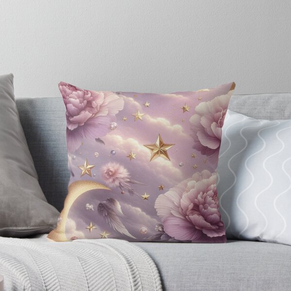 Item preview, Soft Pink Flower with Gold Crescent Moon – AI Artwork for Elegant Women’s Clothing and Dreamy Fashion Accessories designed and sold by knalpot-design.