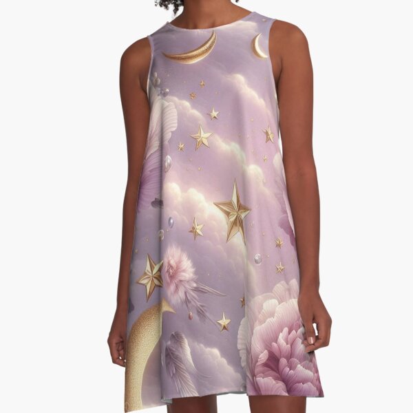 Item preview, Soft Pink Flower with Gold Crescent Moon – AI Artwork for Elegant Women’s Clothing and Dreamy Fashion Accessories designed and sold by knalpot-design.