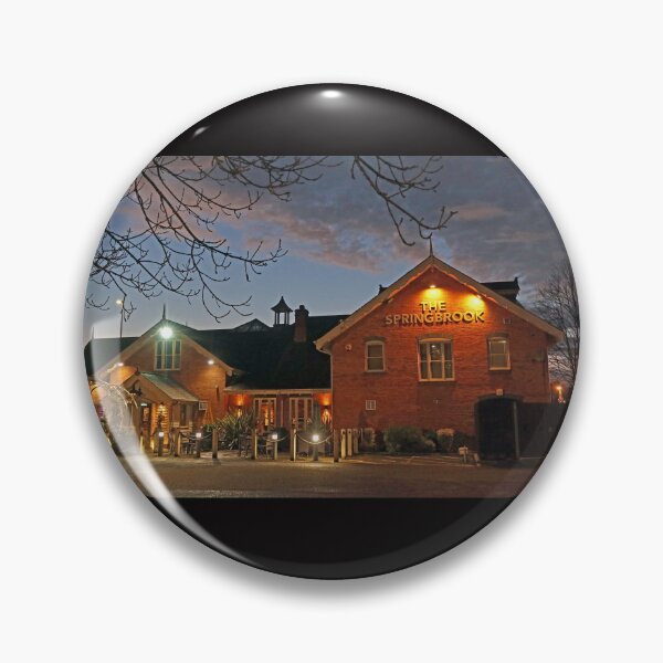 Item preview, The Springbrook pub, Stockport Road, Grappenhall, South Warrington, Cheshire,  WA4 2WA at dusk designed and sold by Local gifts from HotpixUK .