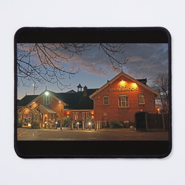 Item preview, The Springbrook pub, Stockport Road, Grappenhall, South Warrington, Cheshire,  WA4 2WA at dusk designed and sold by Local gifts from HotpixUK .