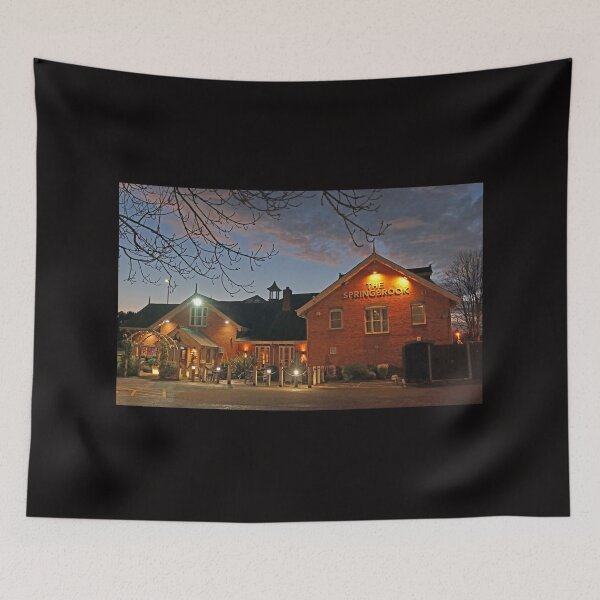 Item preview, The Springbrook pub, Stockport Road, Grappenhall, South Warrington, Cheshire,  WA4 2WA at dusk designed and sold by Local gifts from HotpixUK .