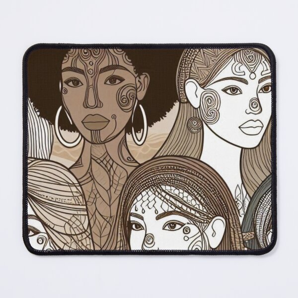 Item preview, Multicultural Female Face – AI Artwork with Bold Abstract Lines for Empowering Women’s Clothing and Accessories designed and sold by knalpot-design.