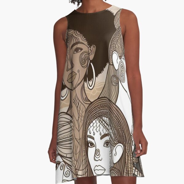 Item preview, Multicultural Female Face – AI Artwork with Bold Abstract Lines for Empowering Women’s Clothing and Accessories designed and sold by knalpot-design.