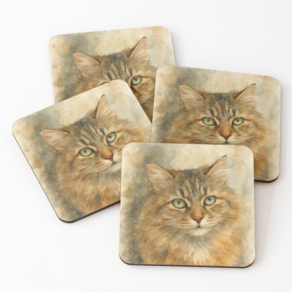 Item preview, Watercolor Portrait of a Long-Haired Cat  designed and sold by Pacika.
