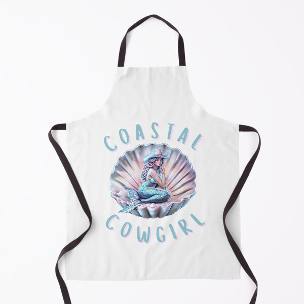 Item preview, Coastal Cowgirl Mermaid in Shell – Retro Western Beach Aesthetic Design designed and sold by PeachyPeachPrnt.