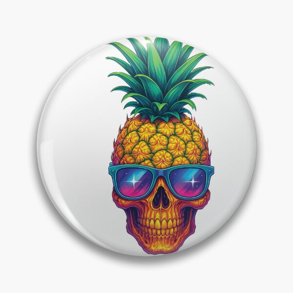 Item preview, Pineapple Skull with Sunglasses - Tropical Gothic Sticker Design designed and sold by Gold Turtle  Lina.