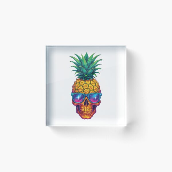Item preview, Pineapple Skull with Sunglasses - Tropical Gothic Sticker Design designed and sold by Gold Turtle  Lina.
