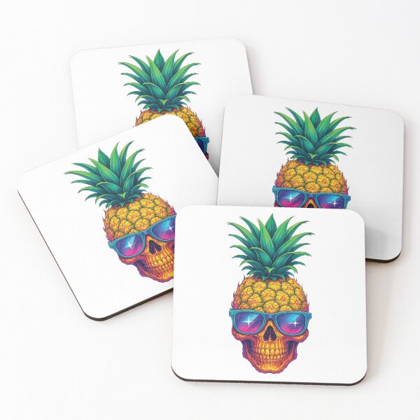 Item preview, Pineapple Skull with Sunglasses - Tropical Gothic Sticker Design designed and sold by Gold Turtle  Lina.