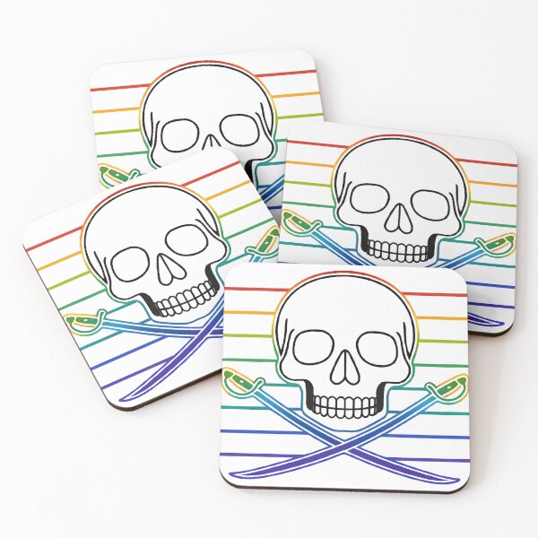 Item preview, LGBTQ Pride NEON Pirate Skull  designed and sold by Uglyandcute.
