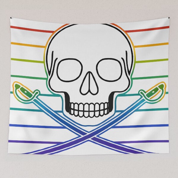 Item preview, LGBTQ Pride NEON Pirate Skull  designed and sold by Uglyandcute.