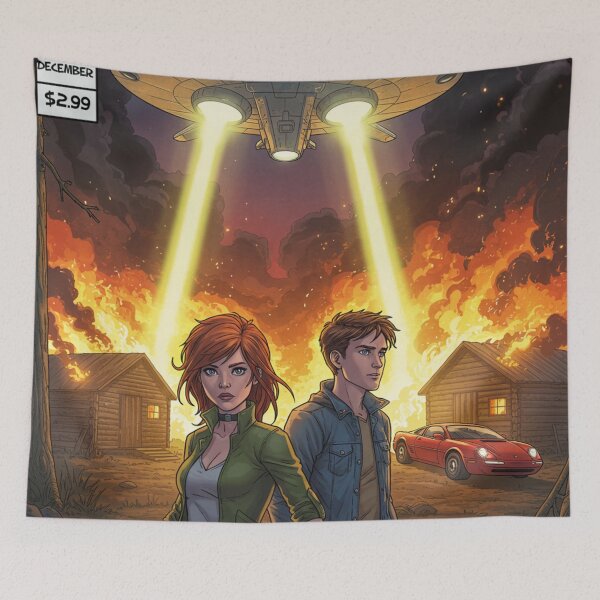 Item preview, Retro Invasion from Another World, comic book cover designed and sold by JonelleTshirts.