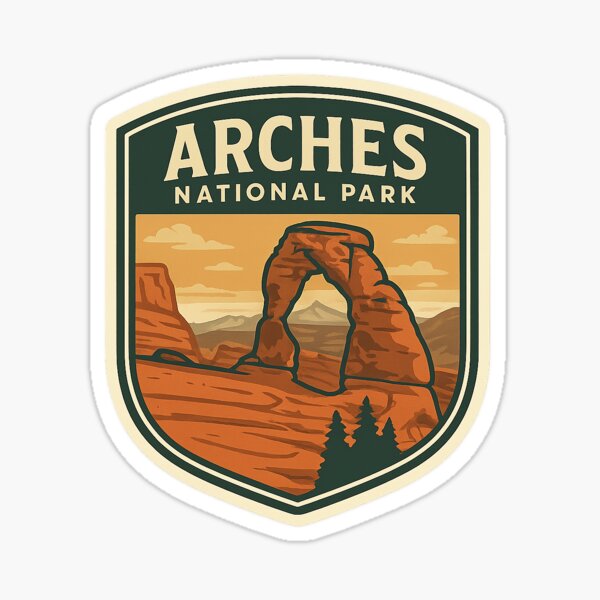 Item preview, Arches National Park Retro Desert Arch Sticker designed and sold by PinkLily.