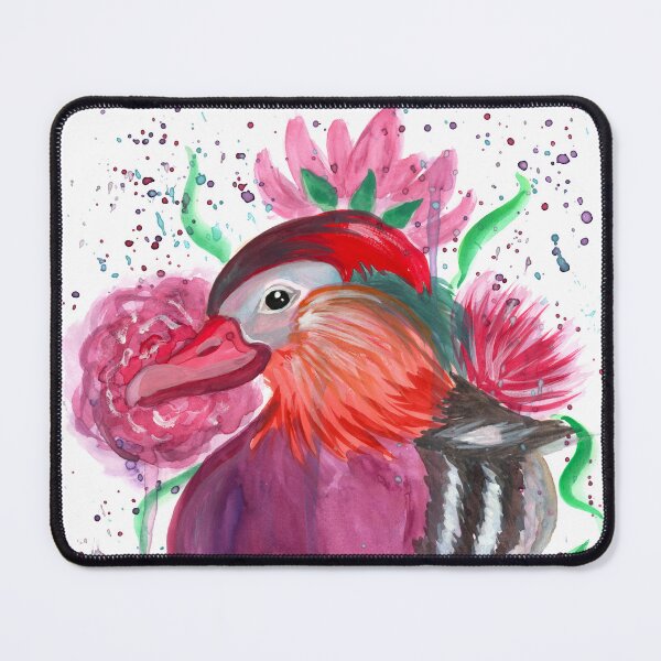 Item preview, Cute Colorful Mandarin Duck and Flower Watercolor designed and sold by Ivy Lily Art.