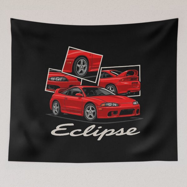 Item preview, Mitsubishi Eclipse GSX Red DSM 90s JDM Sports Car – Retro Stylized Car Illustration designed and sold by TheArtOfCar.