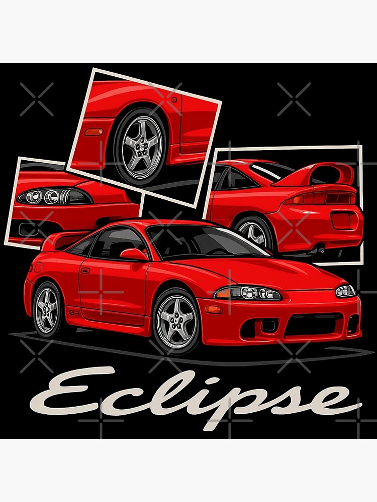 Mitsubishi Eclipse GSX Red DSM 90s JDM Sports Car – Retro Stylized