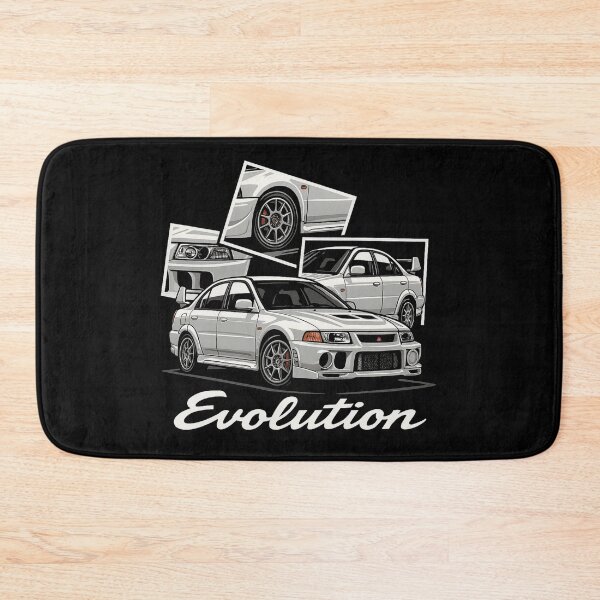 Item preview, Mitsubishi Lancer Evolution V JDM Art – White Rally Legend in Retro Stylized Collage designed and sold by TheArtOfCar.