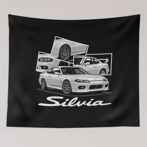 Item preview, Nissan Silvia S15 JDM Car Art – White Drift Icon in Multi-Angle Collage designed and sold by TheArtOfCar.
