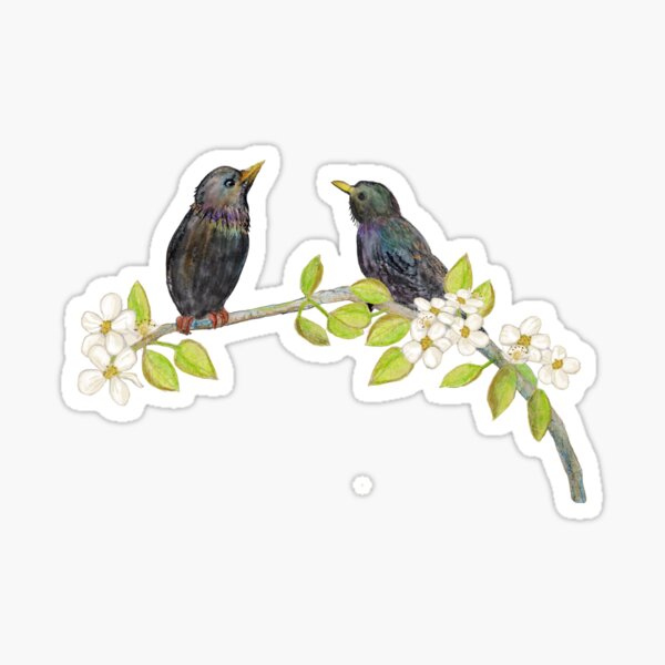 Item preview, Starlings in Spring Illustration designed and sold by Julia Doria.