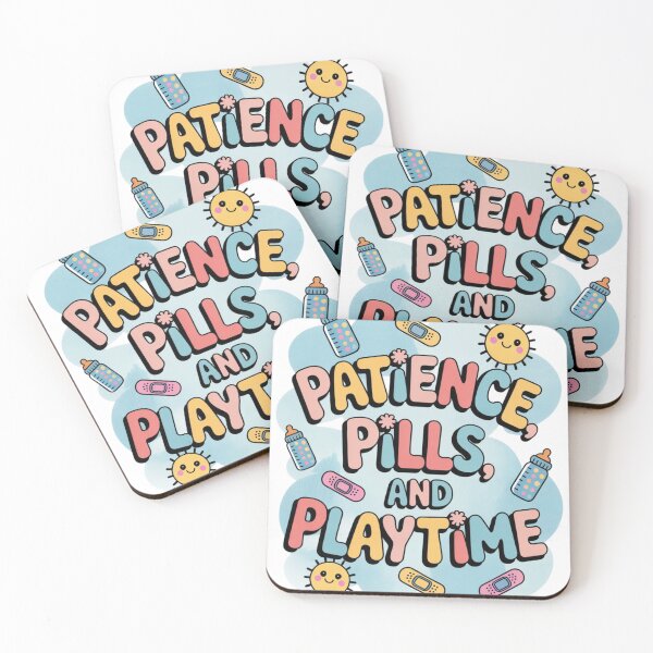 Item preview, Patience, Pills, and Playtime – Fun Pediatric Nurse Quote designed and sold by Giuggimade.