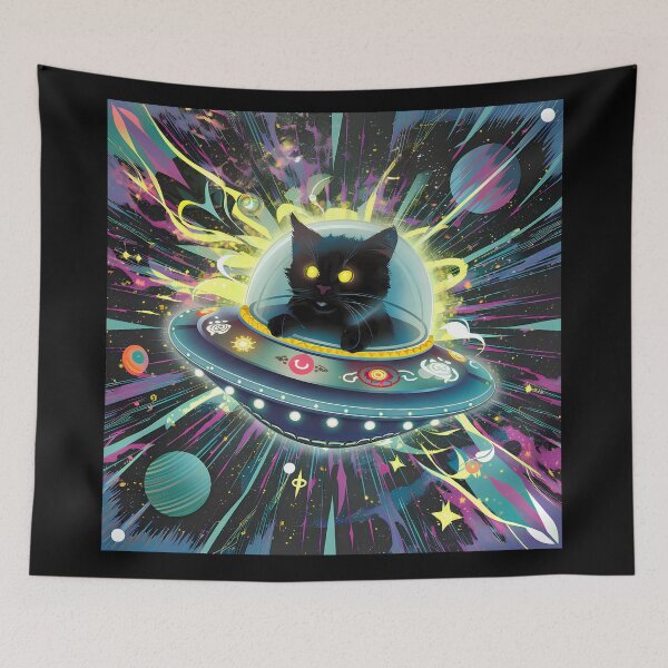 Item preview, Cat sitting in spaceship traveling through space designed and sold by Paul-Place.