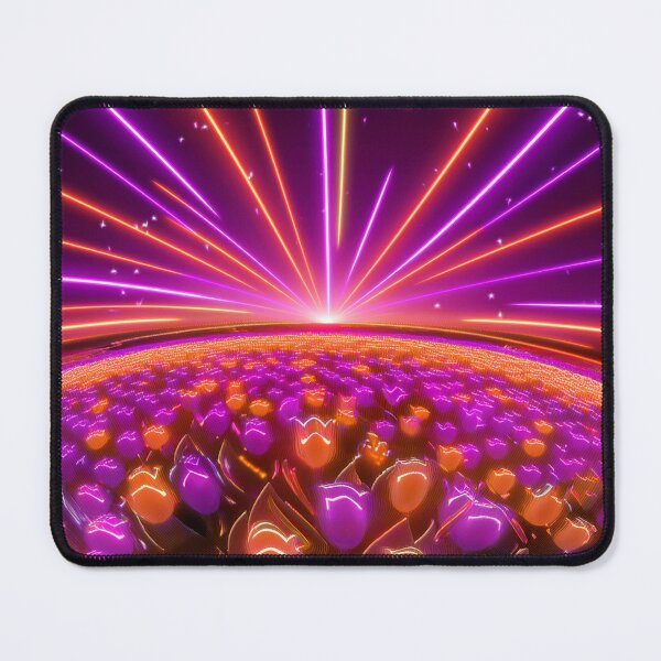 Item preview, Colored neon tulips flowers on field night designed and sold by Design your dreams.