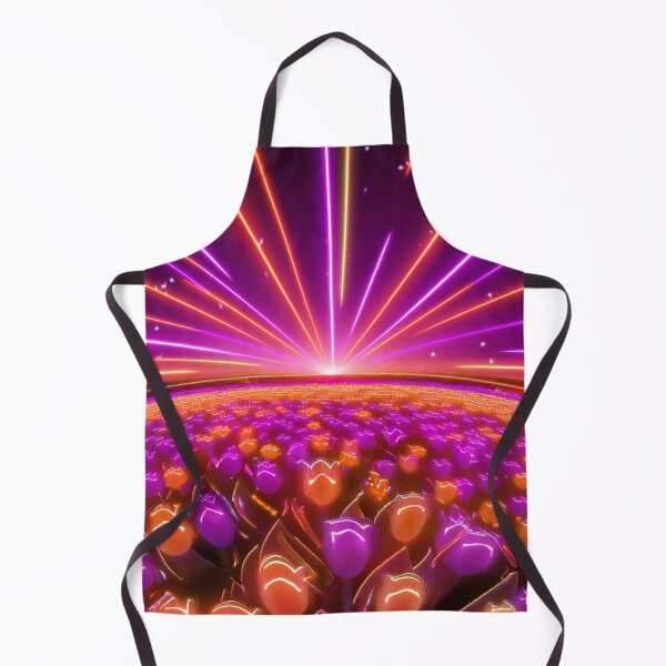 Item preview, Colored neon tulips flowers on field night designed and sold by Design your dreams.