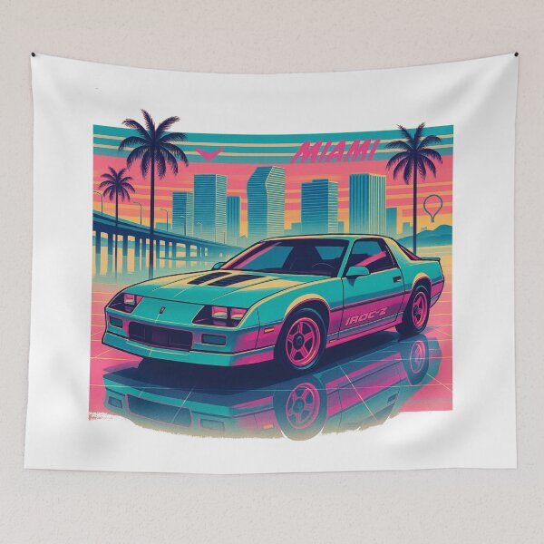 Item preview, 1987 Camaro IROC-Z Retro Miami Vaporwave Art – Neon Muscle Car Aesthetic  designed and sold by TheArtOfCar.