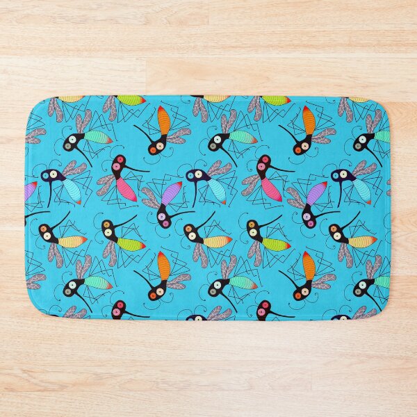 Item preview, Wonky mosquitos on turquoise blue designed and sold by QuirkyCraftz.