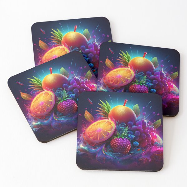 Item preview, Colored neon fruits on neo night designed and sold by Design your dreams.