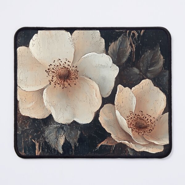 Item preview, Dramatic Vintage Wild Beige Roses Oil Painting With Dark Black Distressed Background designed and sold by JoBella-Designs.