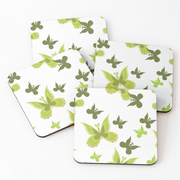 Item preview, Golden Garden Dance – Lime & Olive Butterflies on turquoise designed and sold by phatlizzardart.